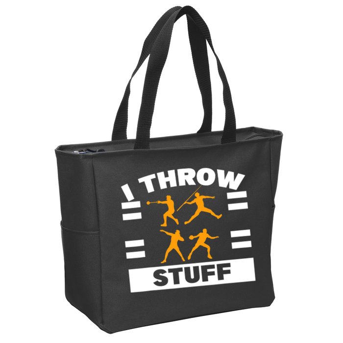 I Throw Stuff Shot Put Discus Track And Field Thrower Zip Tote Bag