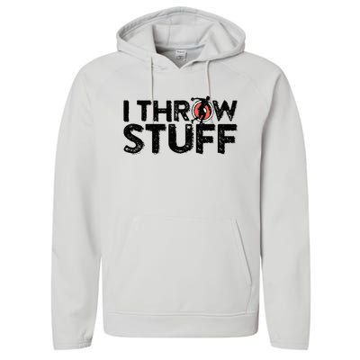 I Throw Stuff Shot Put Athlete Throwing Discus Track Field Performance Fleece Hoodie