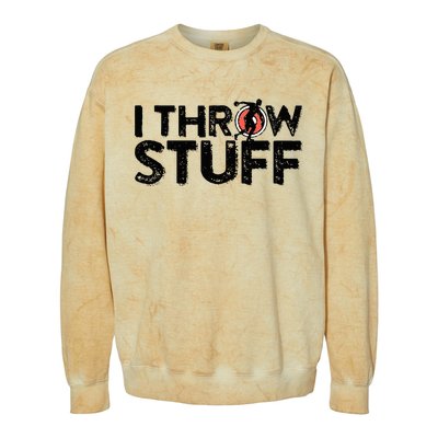 I Throw Stuff Shot Put Athlete Throwing Discus Track Field Colorblast Crewneck Sweatshirt