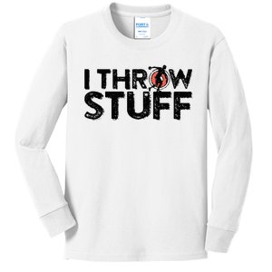 I Throw Stuff Shot Put Athlete Throwing Discus Track Field Kids Long Sleeve Shirt