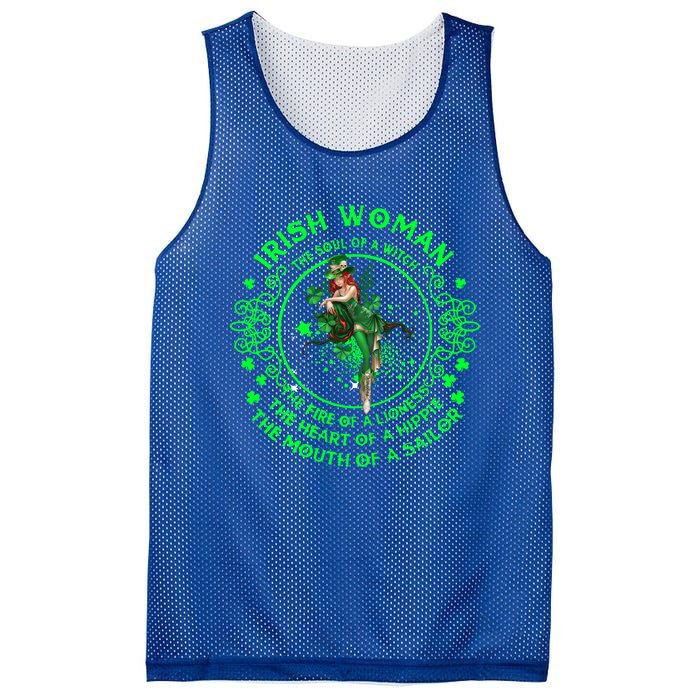 Irish The Soul Of A Witch St Patricks Day Lover Gift Mesh Reversible Basketball Jersey Tank