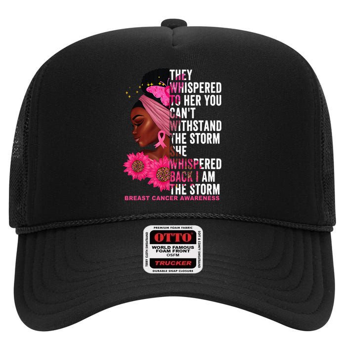 I'm The Storm Black Breast Cancer Survivor Pink Ribbon High Crown Mesh Back Trucker Hat