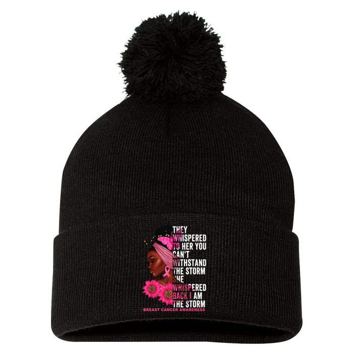 I'm The Storm Black Breast Cancer Survivor Pink Ribbon Pom Pom 12in Knit Beanie