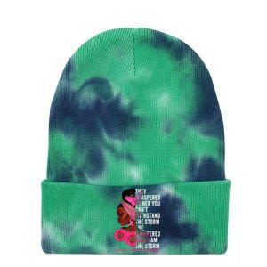 I'm The Storm Black Breast Cancer Survivor Pink Ribbon Tie Dye 12in Knit Beanie