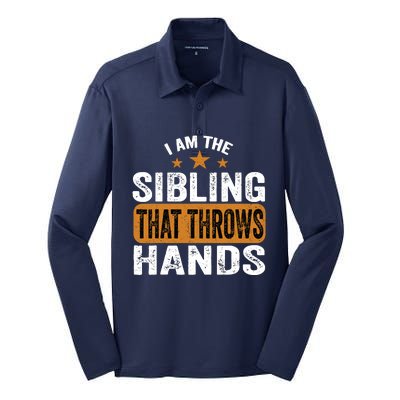 IM The Sibling That Throws Hands Silk Touch Performance Long Sleeve Polo