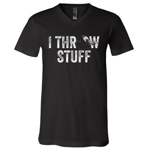 I Throw Stuff Shot Put Athlete Throwing V-Neck T-Shirt