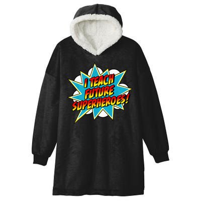 I Teach Superheroes Retro Comic Super Teacher Graphic Hooded Wearable Blanket