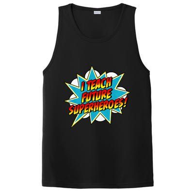 I Teach Superheroes Retro Comic Super Teacher Graphic PosiCharge Competitor Tank
