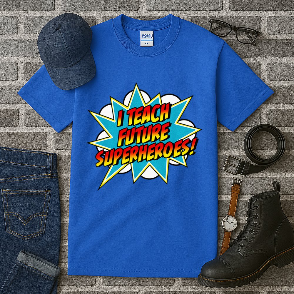 I Teach Superheroes Retro Comic Super Teacher Graphic Tall T-Shirt