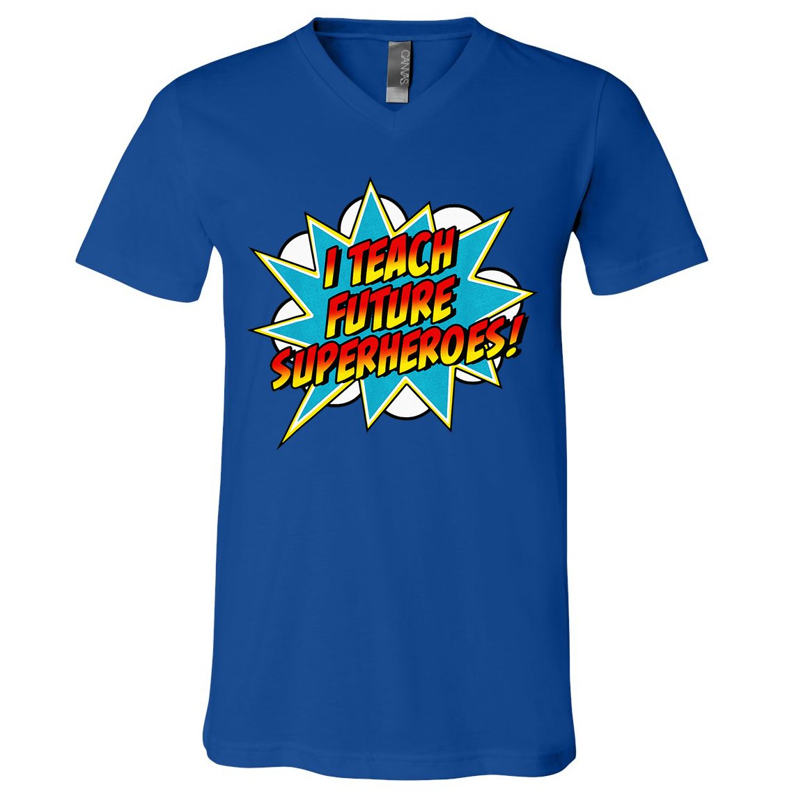 I Teach Superheroes Retro Comic Super Teacher Graphic V-Neck T-Shirt