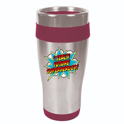 I Teach Superheroes Retro Comic Super Teacher Graphic 16oz Travel Tumbler