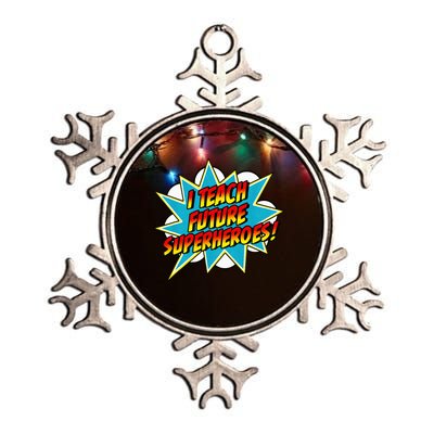 I Teach Superheroes Retro Comic Super Teacher Graphic Metallic Star Ornament