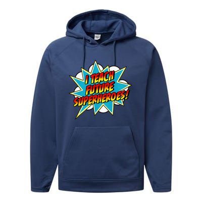 I Teach Superheroes Retro Comic Super Teacher Graphic Performance Fleece Hoodie