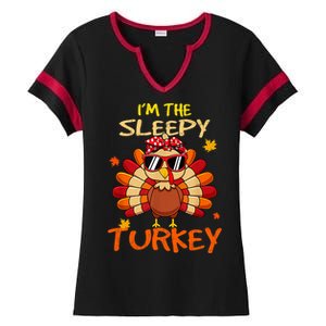 Im The Sleepy Turkey Family Happy Thanksgiving Thankful Gift Ladies Halftime Notch Neck Tee