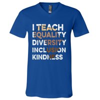 I Teach Strength Love Equality Black History Bhm African Gift V-Neck T-Shirt