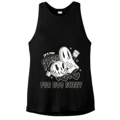 Its The Season For Boo Sheet Funny Ghost Saying Halloween Ladies PosiCharge Tri-Blend Wicking Tank