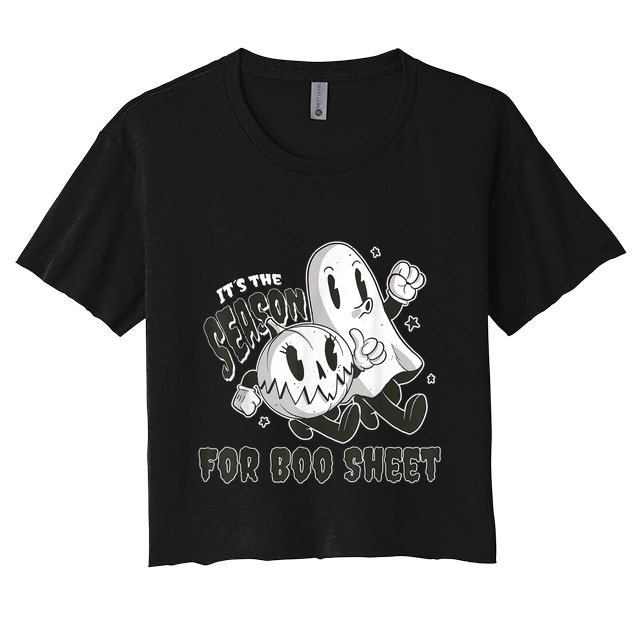 Its The Season For Boo Sheet Funny Ghost Saying Halloween Crop Top