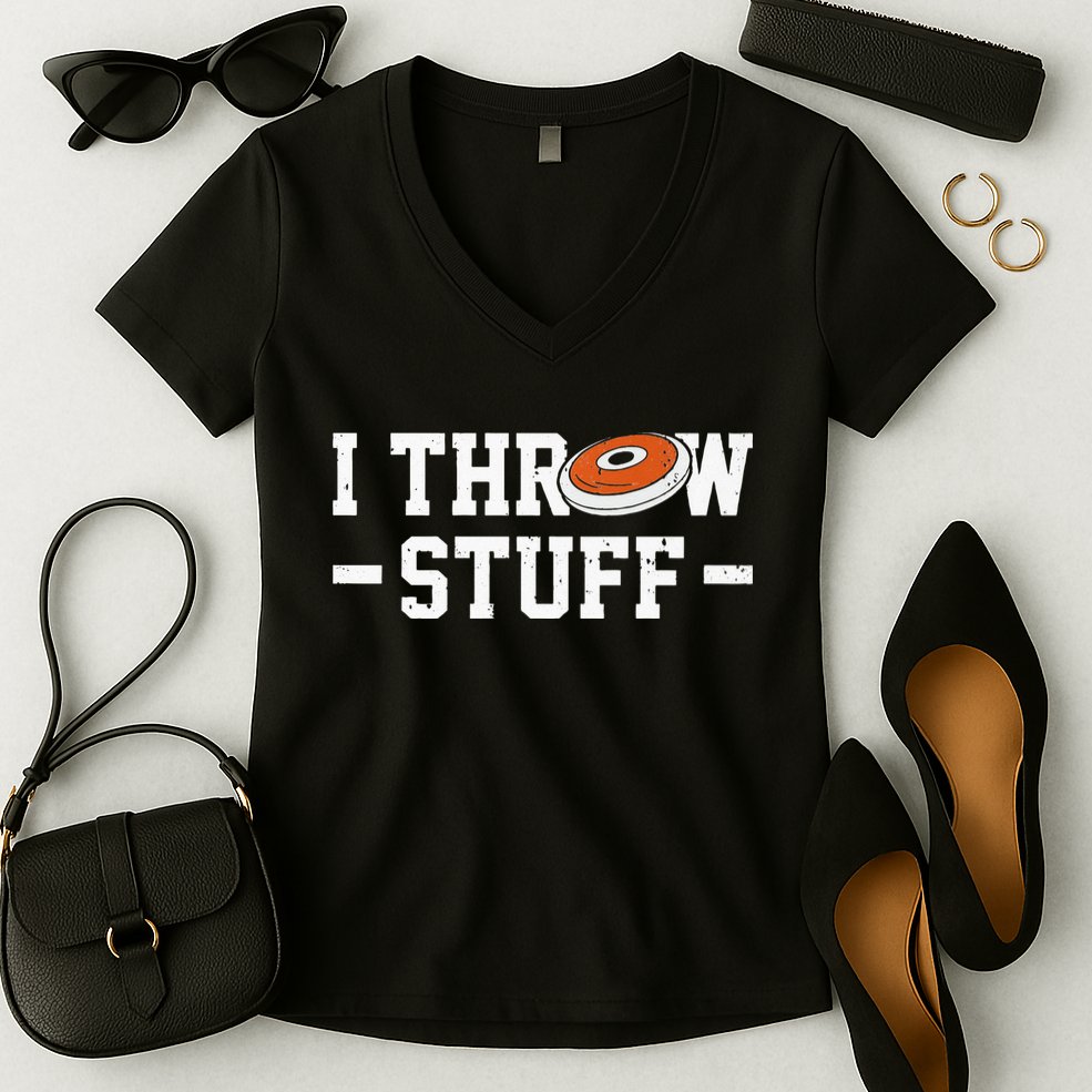 I Throw Stuff Discus Throwing Discus Thrower Throwing Sports Women's V-Neck T-Shirt