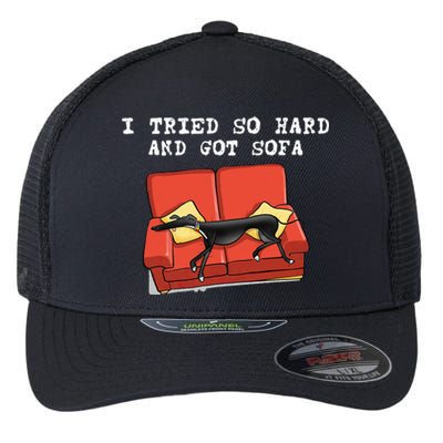 I Tried So Hard And Got Sofa Funny Dog Meme Quote Sarcastic Flexfit Unipanel Trucker Cap