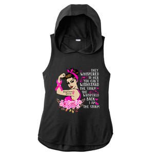 Im The Storm Strong Women Breast Cancer Warrior Pink Ribbon Ladies PosiCharge Tri-Blend Wicking Draft Hoodie Tank