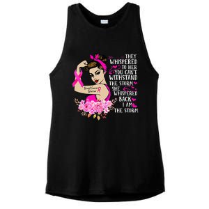 Im The Storm Strong Women Breast Cancer Warrior Pink Ribbon Ladies PosiCharge Tri-Blend Wicking Tank