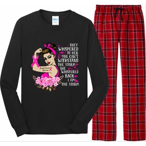 Im The Storm Strong Women Breast Cancer Warrior Pink Ribbon Long Sleeve Pajama Set