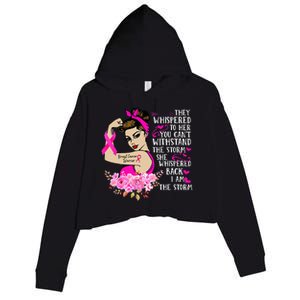 Im The Storm Strong Women Breast Cancer Warrior Pink Ribbon Crop Fleece Hoodie