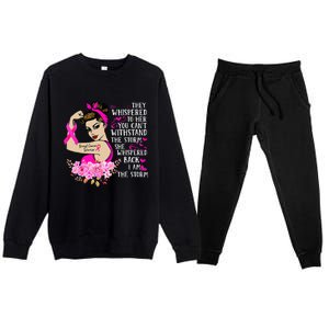 Im The Storm Strong Women Breast Cancer Warrior Pink Ribbon Premium Crewneck Sweatsuit Set