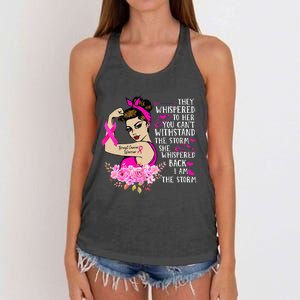 Im The Storm Strong Women Breast Cancer Warrior Pink Ribbon Women's Knotted Racerback Tank