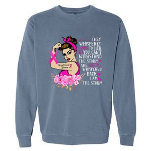 Im The Storm Strong Women Breast Cancer Warrior Pink Ribbon Garment-Dyed Sweatshirt