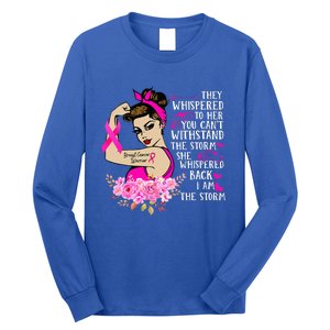 Im The Storm Strong Women Breast Cancer Warrior Pink Ribbon Long Sleeve Shirt