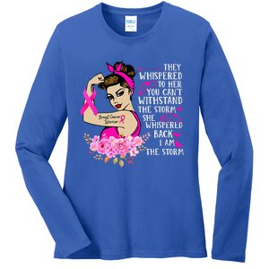 Im The Storm Strong Women Breast Cancer Warrior Pink Ribbon Ladies Long Sleeve Shirt