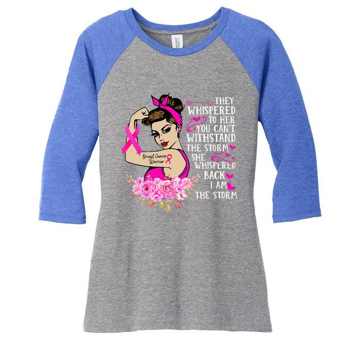 Im The Storm Strong Women Breast Cancer Warrior Pink Ribbon Women's Tri-Blend 3/4-Sleeve Raglan Shirt