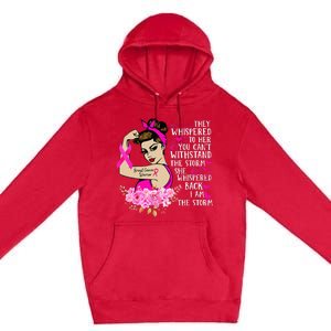 Im The Storm Strong Women Breast Cancer Warrior Pink Ribbon Premium Pullover Hoodie