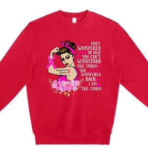 Im The Storm Strong Women Breast Cancer Warrior Pink Ribbon Premium Crewneck Sweatshirt