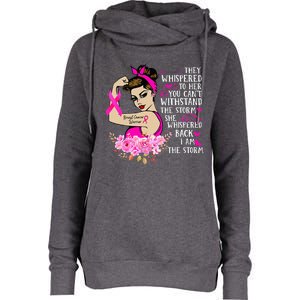 Im The Storm Strong Women Breast Cancer Warrior Pink Ribbon Womens Funnel Neck Pullover Hood