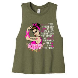 Im The Storm Strong Women Breast Cancer Warrior Pink Ribbon Women's Racerback Cropped Tank