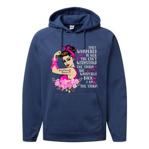 Im The Storm Strong Women Breast Cancer Warrior Pink Ribbon Performance Fleece Hoodie