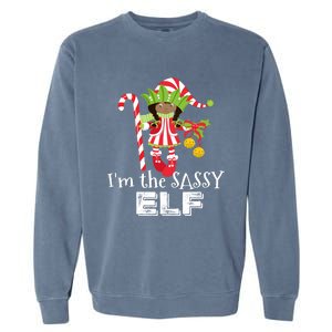 IM The Sassy Elf African American 1 Matching Christmas Cute Gift Garment-Dyed Sweatshirt