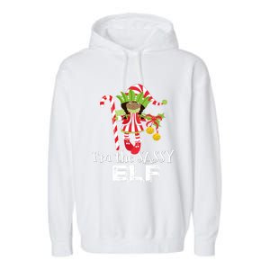 IM The Sassy Elf African American 1 Matching Christmas Cute Gift Garment-Dyed Fleece Hoodie