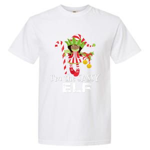 IM The Sassy Elf African American 1 Matching Christmas Cute Gift Garment-Dyed Heavyweight T-Shirt