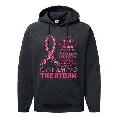 I'm The Storm Warrior Pink Ribbon Wo Breast Cancer Performance Fleece Hoodie