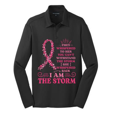 I'm The Storm Warrior Pink Ribbon Wo Breast Cancer Silk Touch Performance Long Sleeve Polo