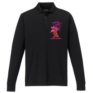 I'm The Storm Black Melanin Breast Cancer Warrior Pink Cool Gift Performance Long Sleeve Polo