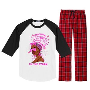 I'm The Storm Black Melanin Breast Cancer Warrior Pink Cool Gift Raglan Sleeve Pajama Set