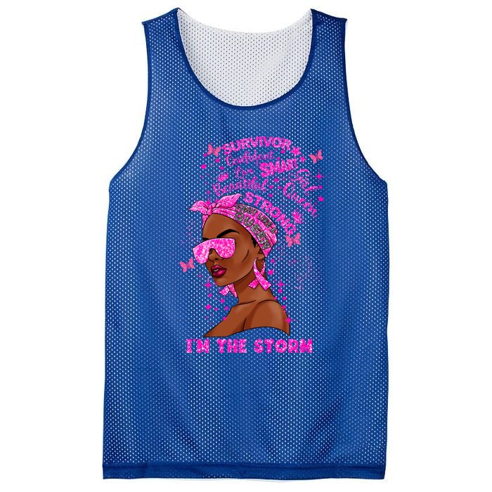 I'm The Storm Black Melanin Breast Cancer Warrior Pink Cool Gift Mesh Reversible Basketball Jersey Tank