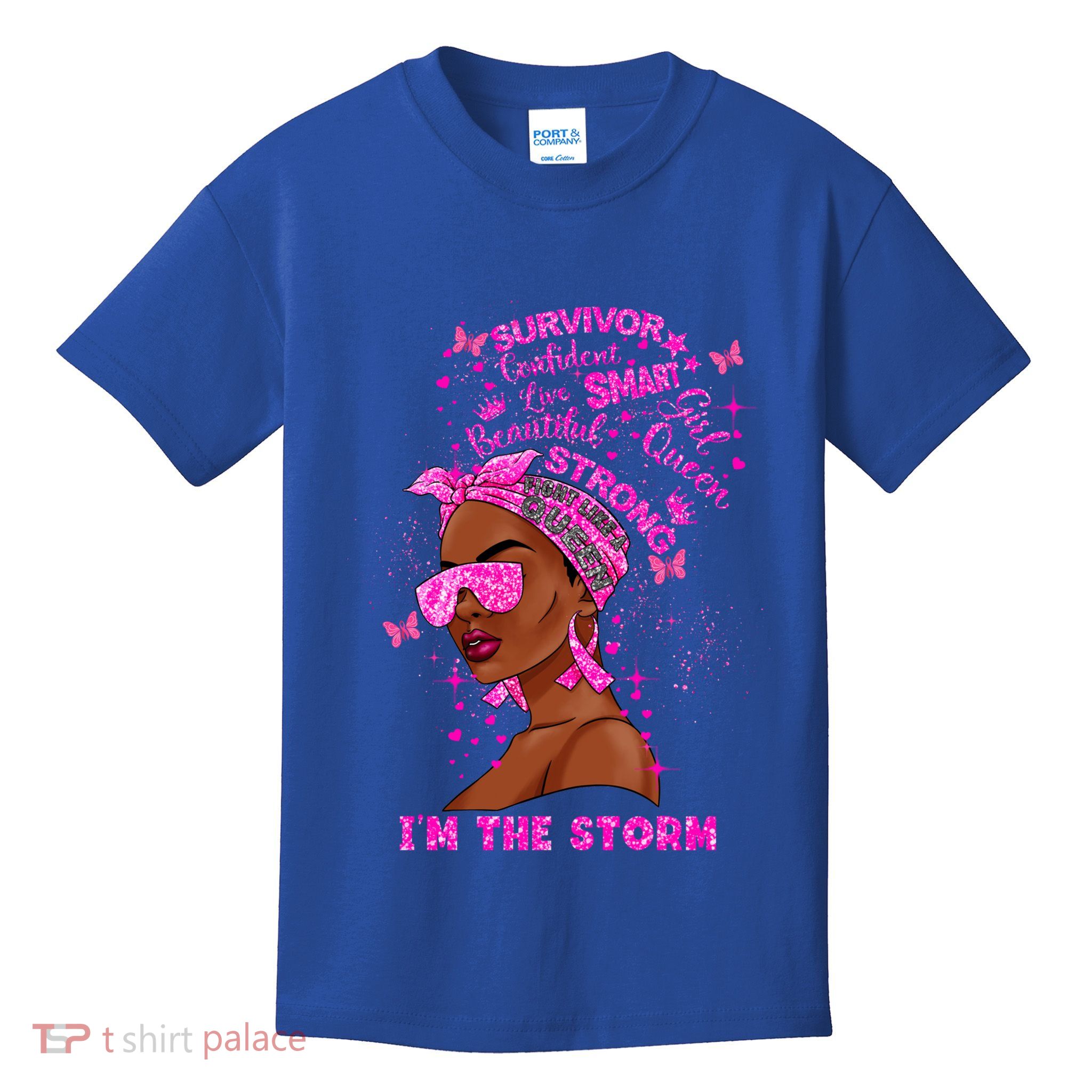 I'm The Storm Black Melanin Breast Cancer Warrior Pink Cool Gift Kids T-Shirt