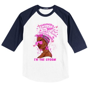 I'm The Storm Black Melanin Breast Cancer Warrior Pink Cool Gift Baseball Sleeve Shirt