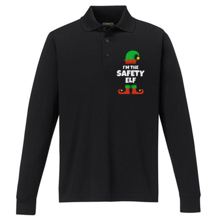 IM The Safety Elf Family Pajama Christmas Funny Performance Long Sleeve Polo