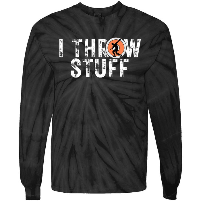 I Throw Stuff Discus Track and Field Athlete Throwers GiftS Tie-Dye Long Sleeve Shirt